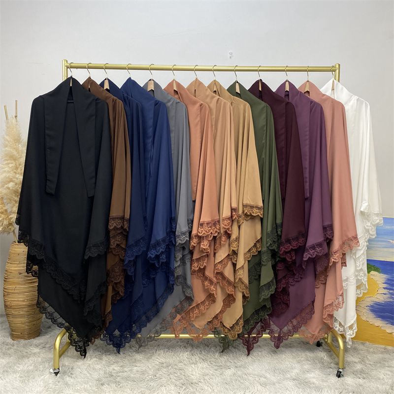 13 Color Options Nida Lace Long Khimar For Middle East Arab Women