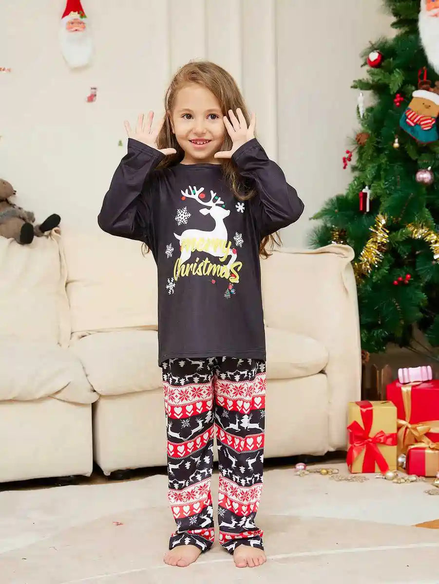 طقم بيجامات عائلية متناسقة لعيد الميلاد بطبعة غزال الرنة #24303