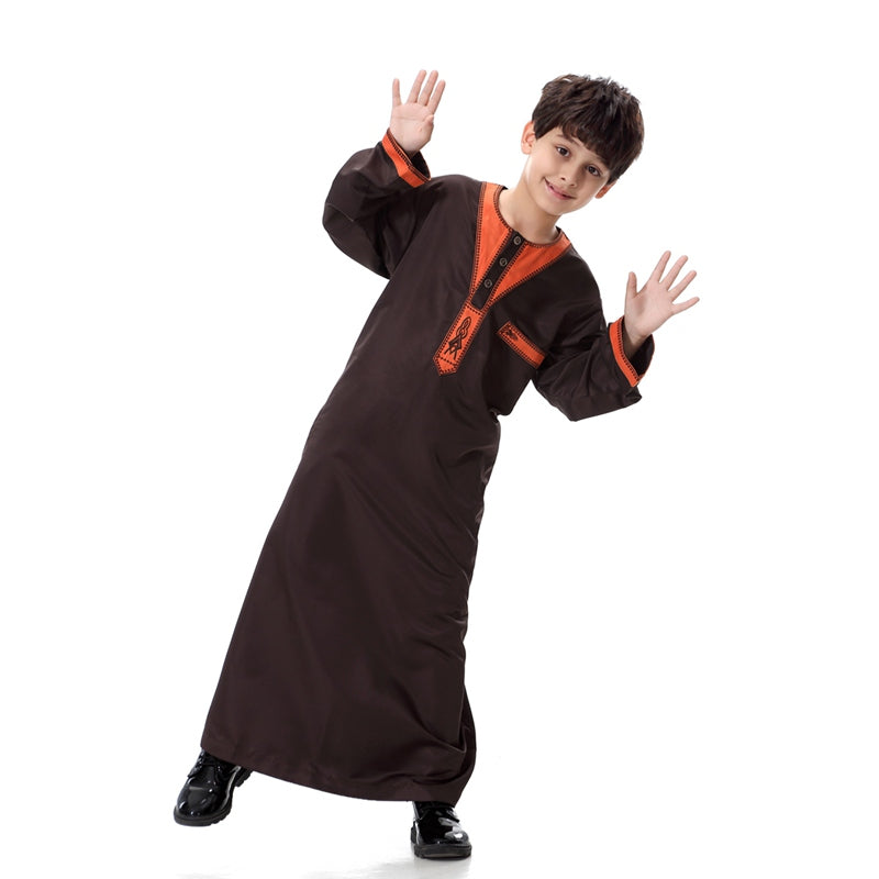 Muslim Boy Arab Embroidery Thobe Thawb