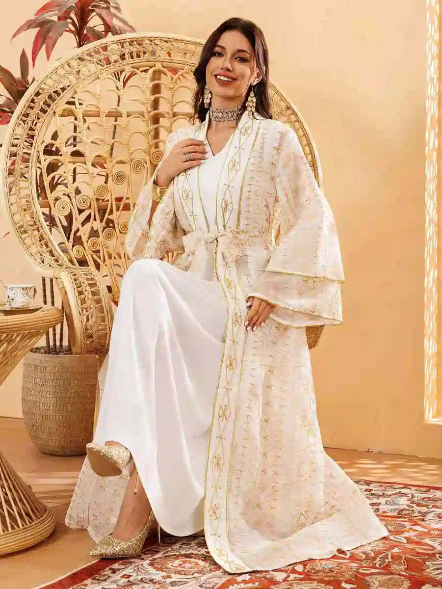 2 Pieces Set Eid Doris Caftan Kaftan Dress With Inner Sleeveless Dress #24445