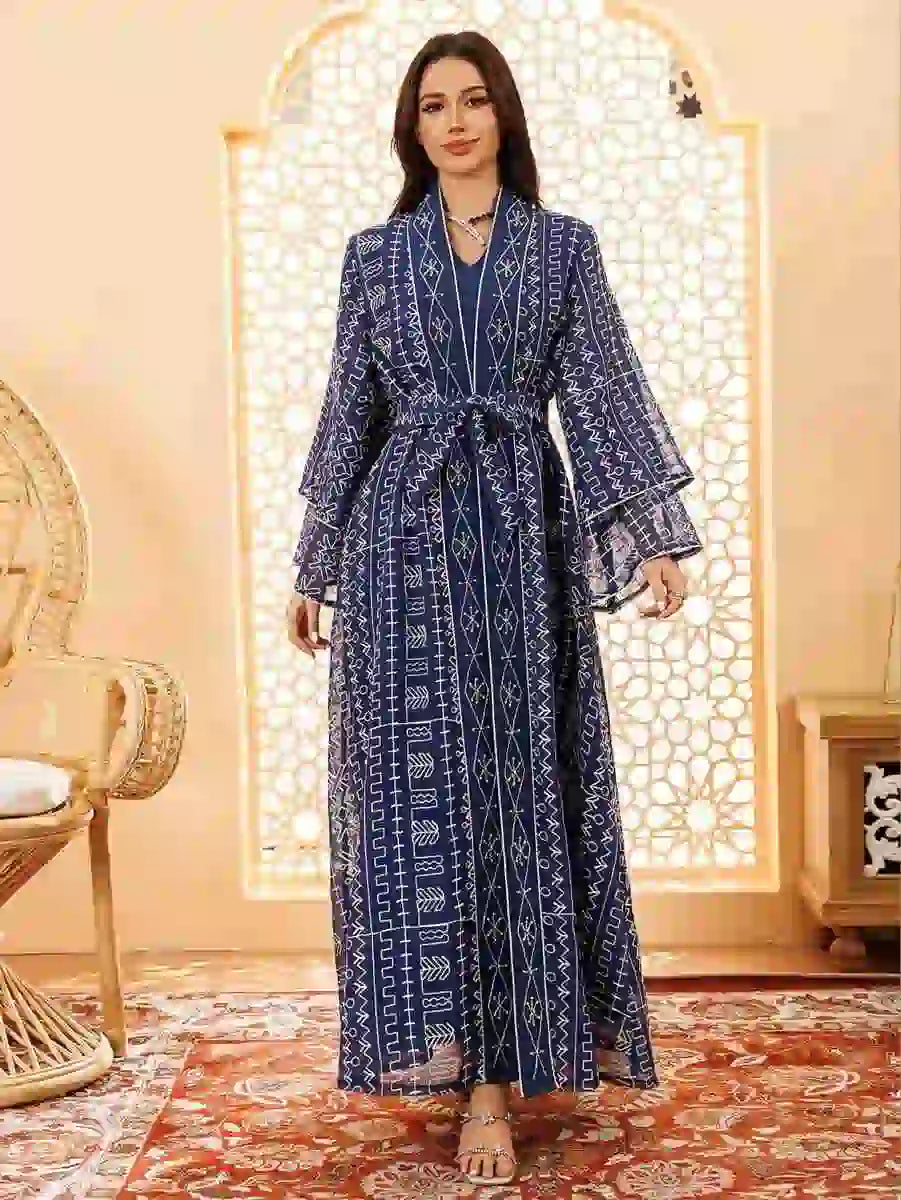 2 Pieces Set Eid Doris Caftan Kaftan Dress With Inner Sleeveless Dress #24445