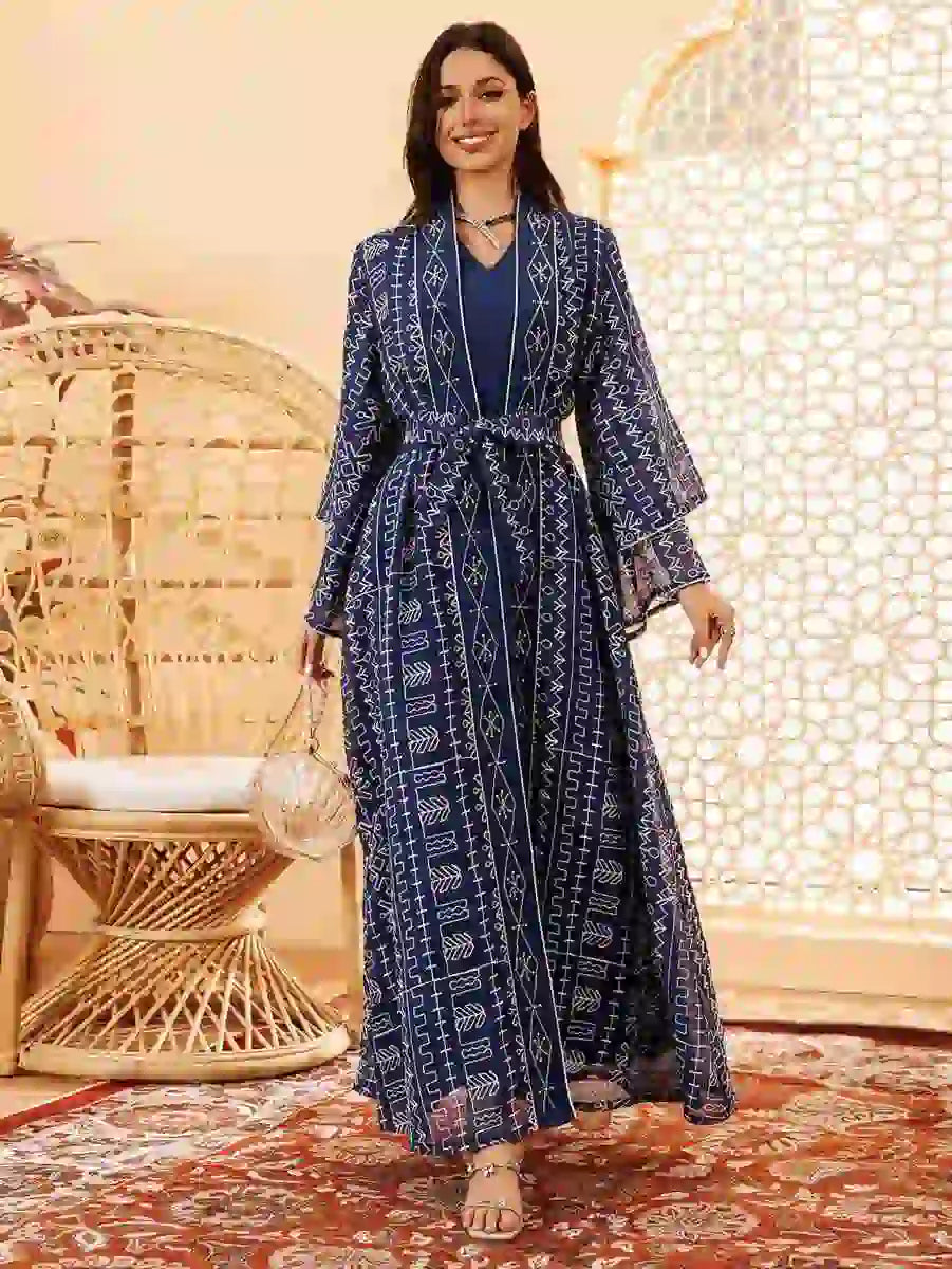 2 Pieces Set Eid Doris Caftan Kaftan Dress With Inner Sleeveless Dress #24445