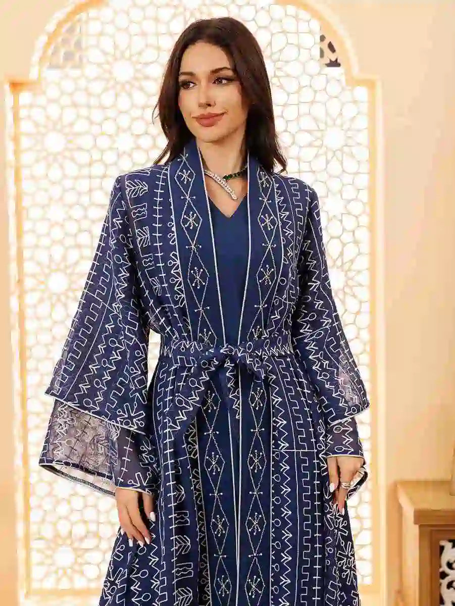 2 Pieces Set Eid Doris Caftan Kaftan Dress With Inner Sleeveless Dress #24445
