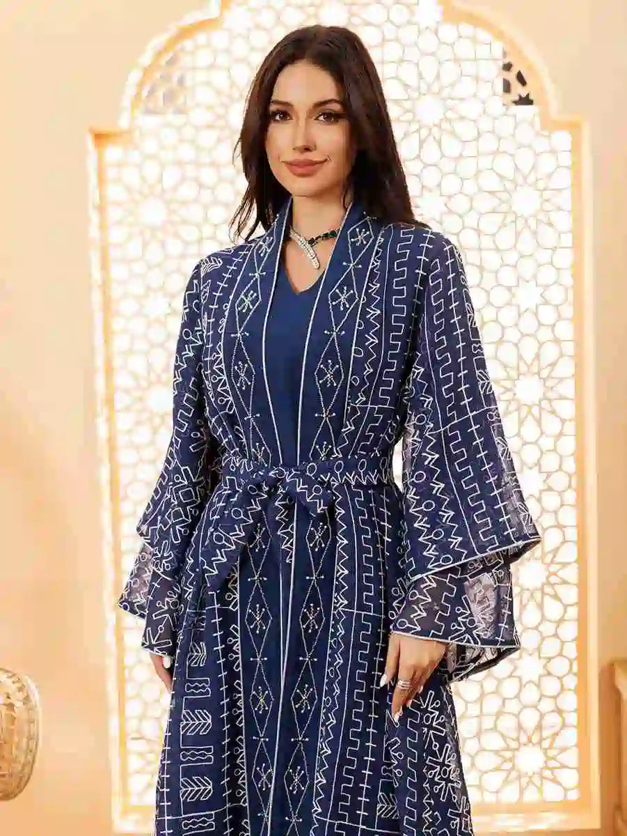 2 Pieces Set Eid Doris Caftan Kaftan Dress With Inner Sleeveless Dress #24445