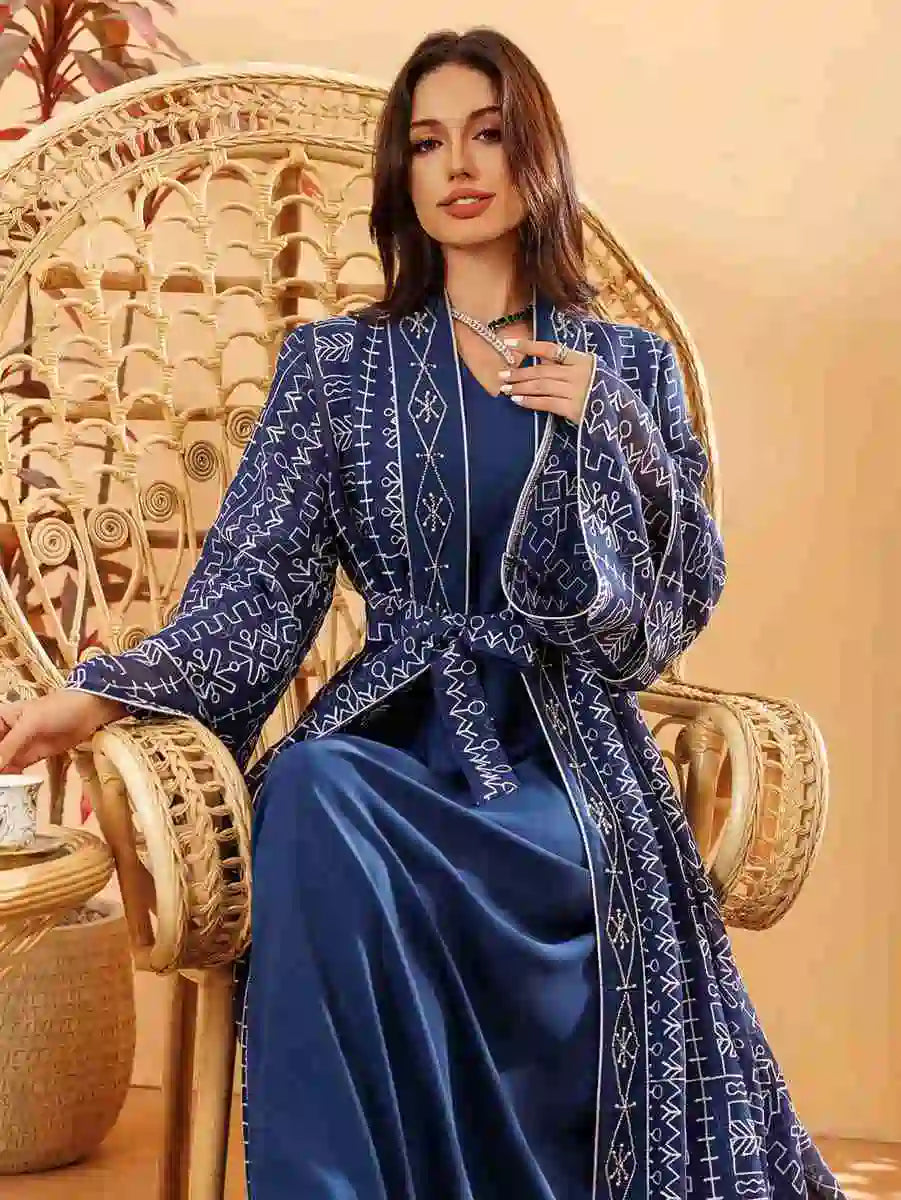 2 Pieces Set Eid Doris Caftan Kaftan Dress With Inner Sleeveless Dress #24445