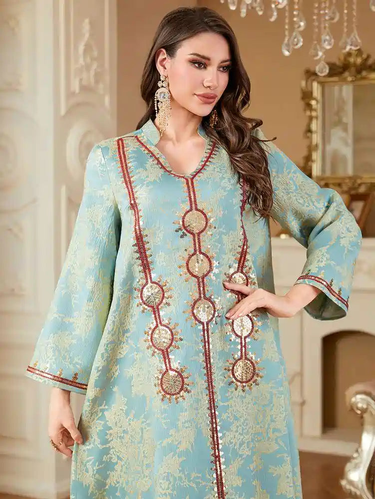 Eid Dress Mukhawar Embroidery Cafan Kaftan Dress #25K4350