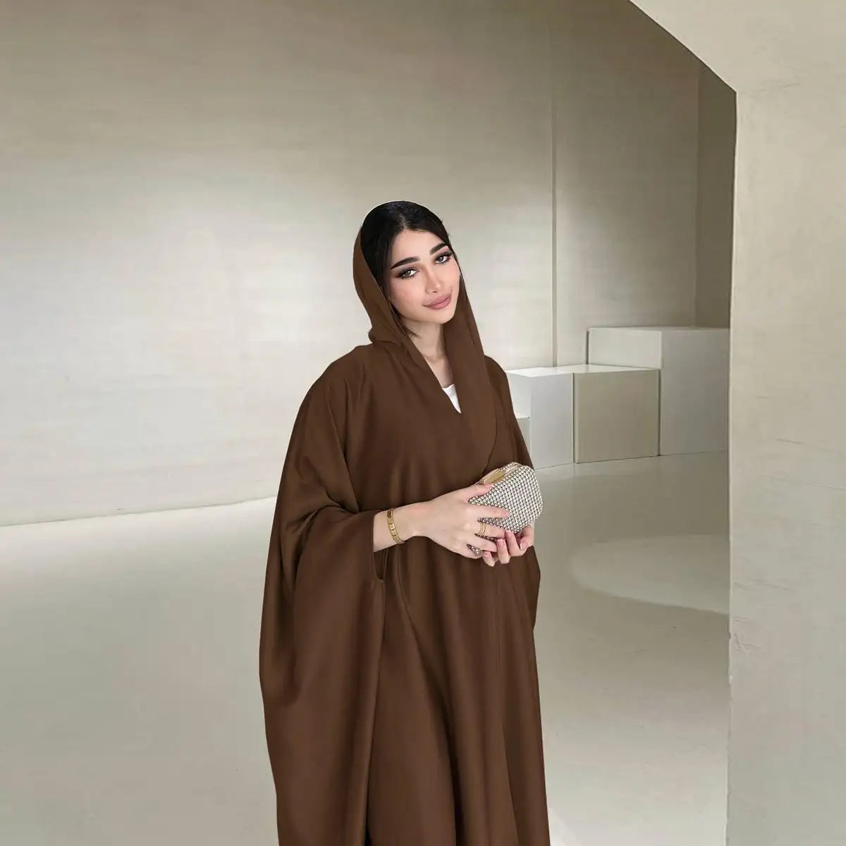 فستان عباية مفتوح بأكمام فراشة للنساء المسلمات