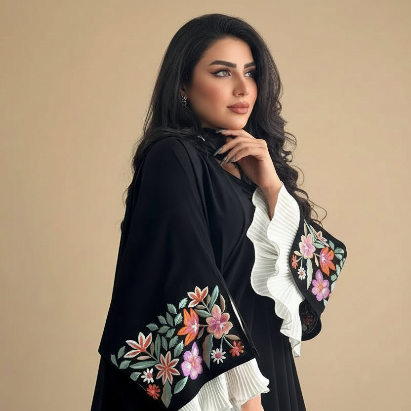 Embroidery Dubai Arab Cardigan Open Abaya Dress #25219