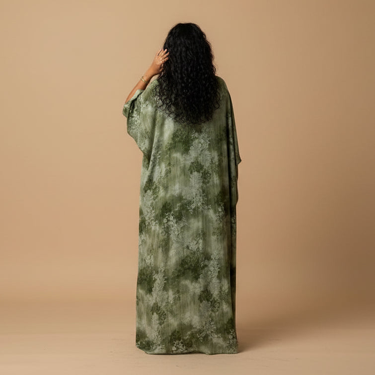 Muslim Women Winkle Chiffon Open Abaya Dress With Matching Hijab #26M270