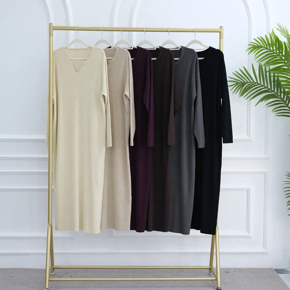 فستان عباية شتوي خريفي سميك محبوك #25W011