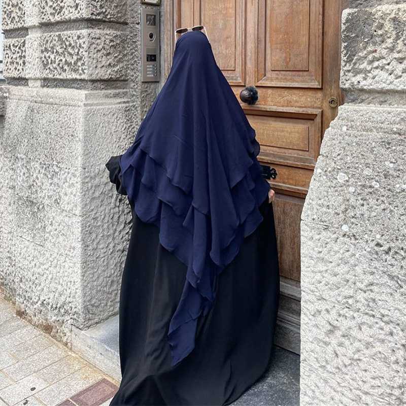 15 Color Options 3 Layer Chiffon Long Khimar For Arab Women