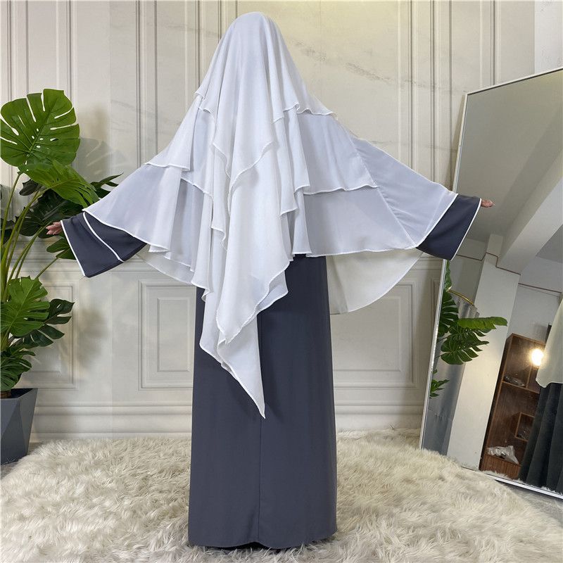 15 Color Options 3 Layer Chiffon Long Khimar For Arab Women