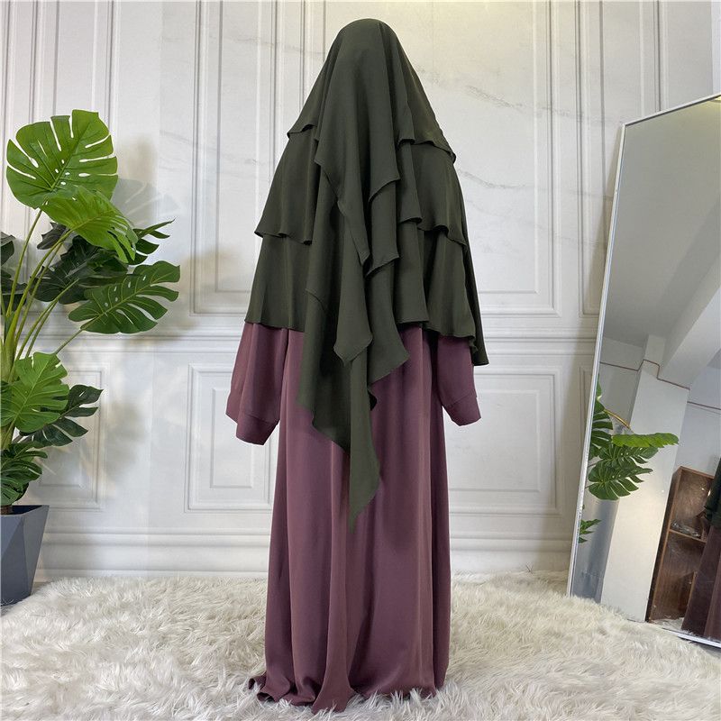 15 Color Options 3 Layer Chiffon Long Khimar For Arab Women
