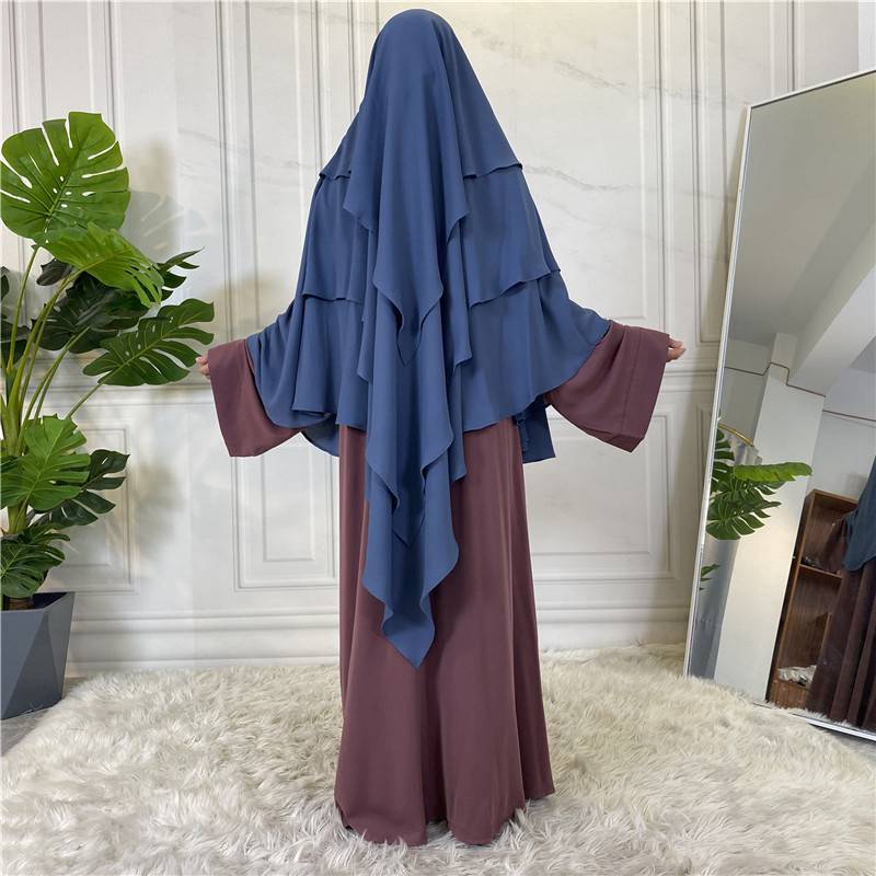 15 Color Options 3 Layer Chiffon Long Khimar For Arab Women