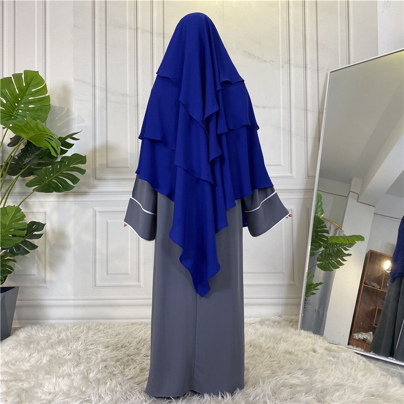 15 Color Options 3 Layer Chiffon Long Khimar For Arab Women