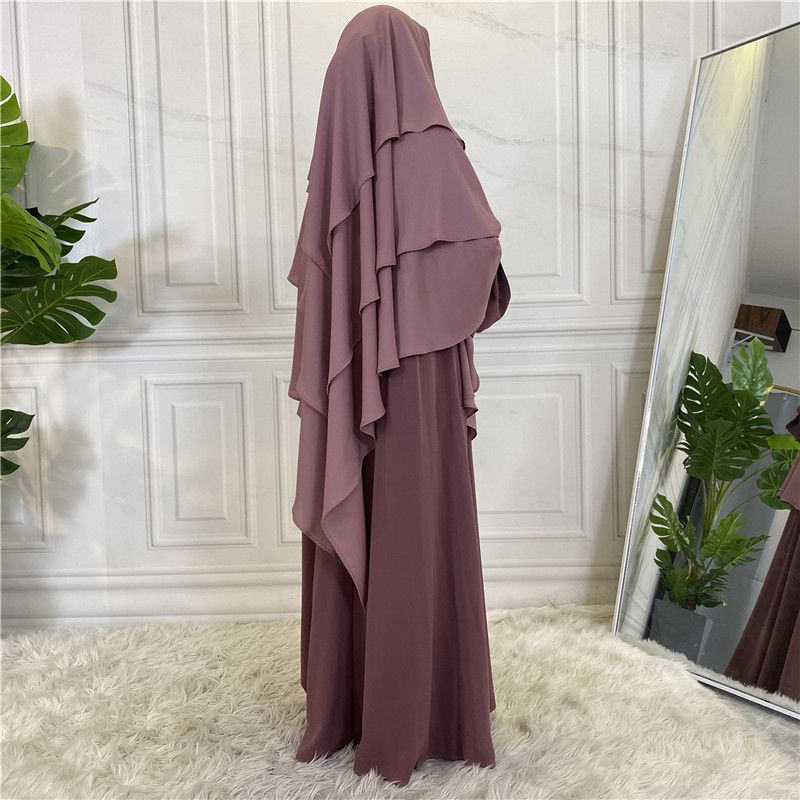 15 Color Options 3 Layer Chiffon Long Khimar For Arab Women