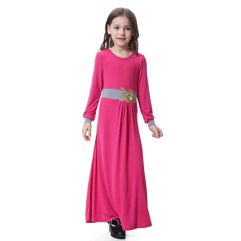Middle East Arab Beautiful Girls Abaya Dress With Applique