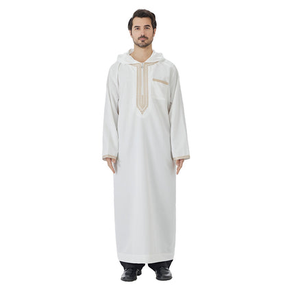 Arabic Hooded Thobe Islamic Muslim Jubba Djellaba For Men #26T847