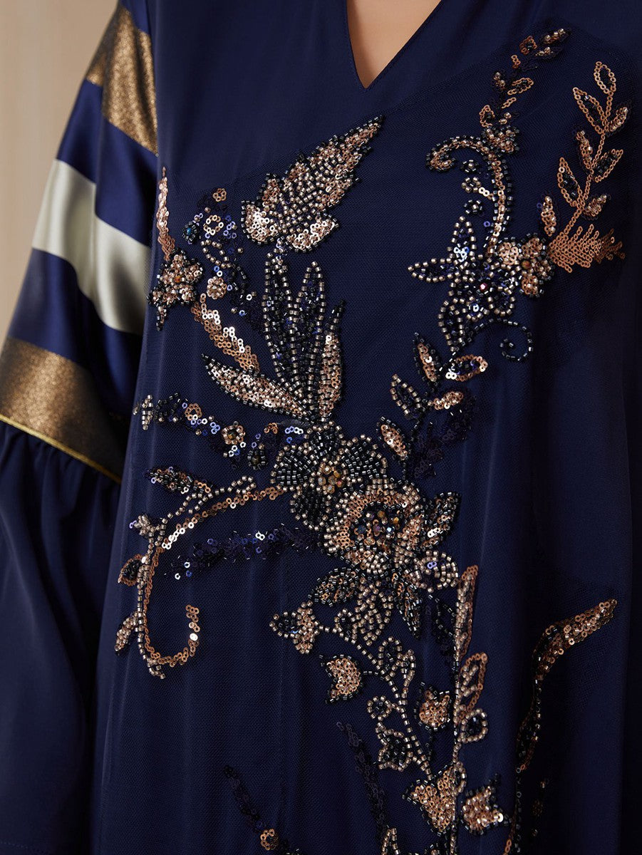 فستان عيد مرصع بالترتر، قفطان نسائي مسلم #26169