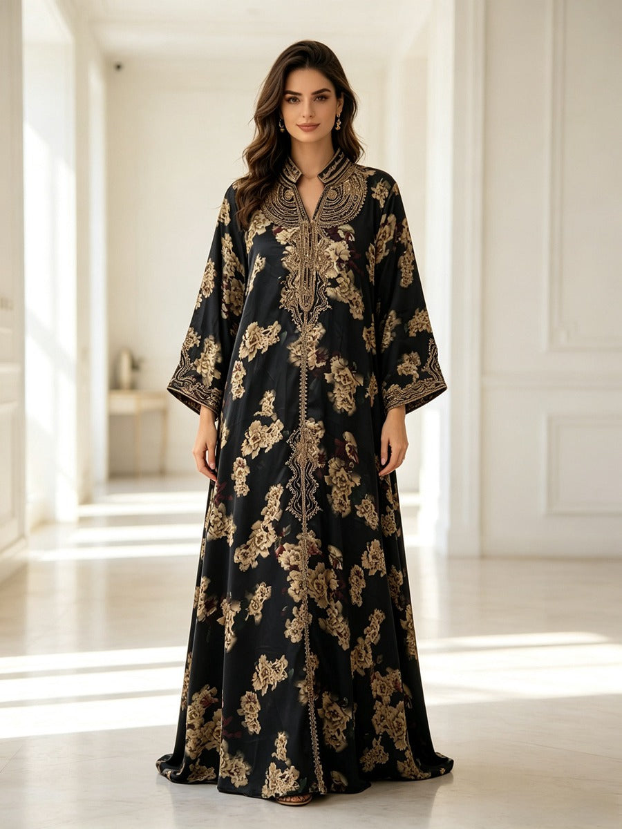 Eid Rope Embroidery Kaftan Caftan Dress For Muslim Women - Mukhawar Jalabiya - #26247