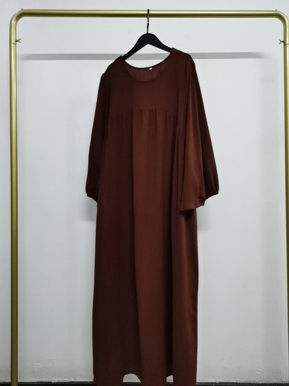 15 Color Options Wrinkle Abaya Dress With Pocket