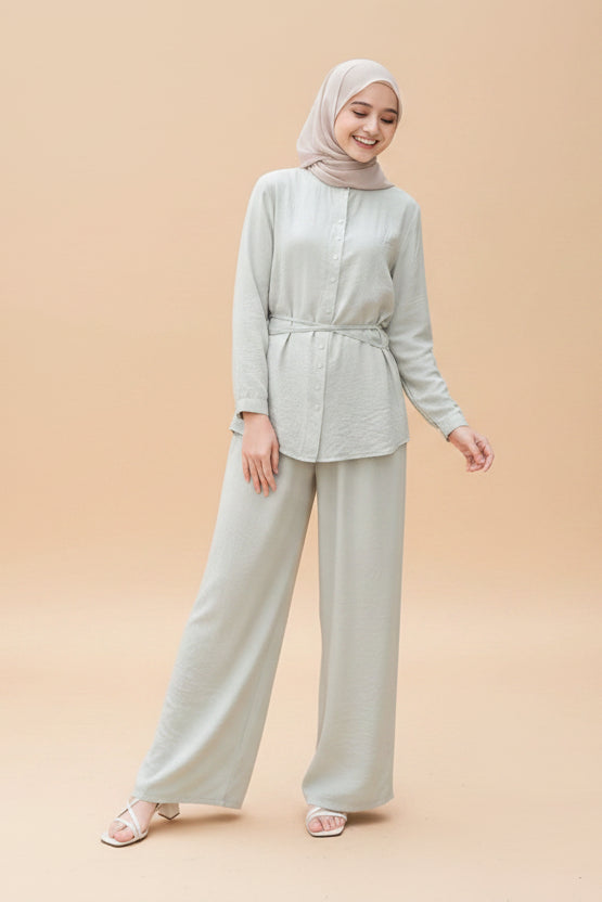 Muslim Women Daily Wear 2 Pieces Tops And Pants Suit Set #26386