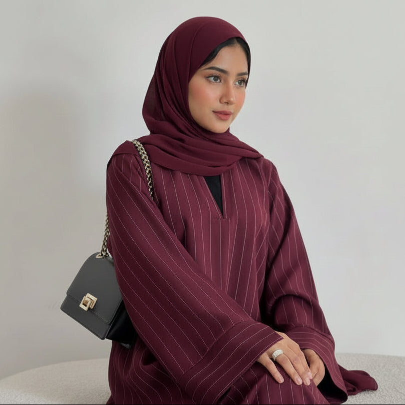 Muslim Women V-Neck Abaya Dress #261166