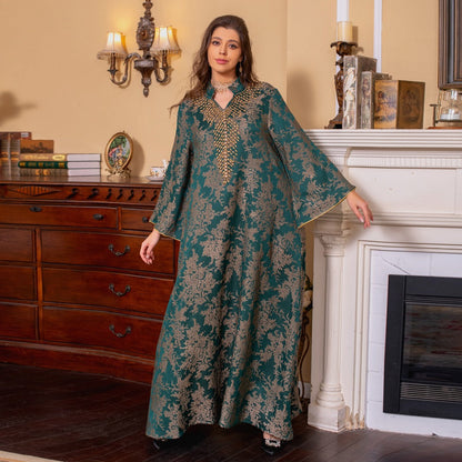 Jacquard Embroidery Beads  Kaftan Caftan Dress For Muslim Women - Mukhawar Jalabiya - #26350