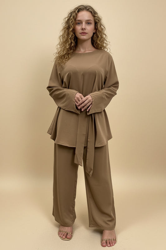 Muslim Women Cord Sets 2 Pieces Pants Suit Set Office Clothing Wear Suit Tops And Pants