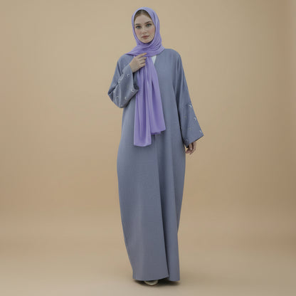 Moon Embroidery Cardigan Open Abaya Dress