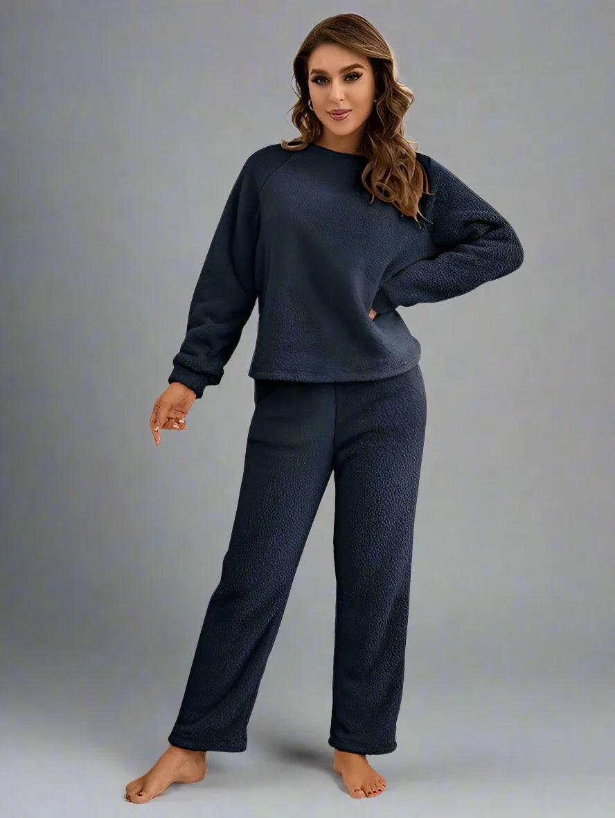 Women Winter Polar Fleece Loungewear Two Piece Set Pajamas Pjs