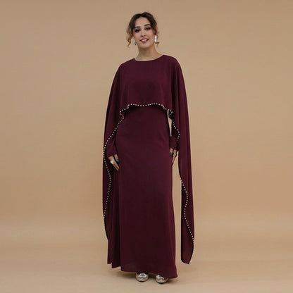 فستان عباية نسائي ستان مزين بالخرز كاب #261134