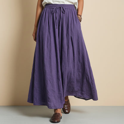 Elastic Waist Drawstring Plain Modest Maxi Skirt With Pocket #268750