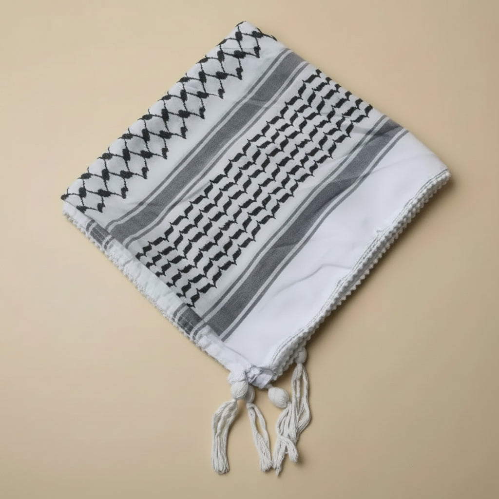 Authentic Jacqaurd Palestinian Keffiyeh Scarf Arab Shemagh Traditional Kuffiyeh Head Neck Wrap For Men and Women