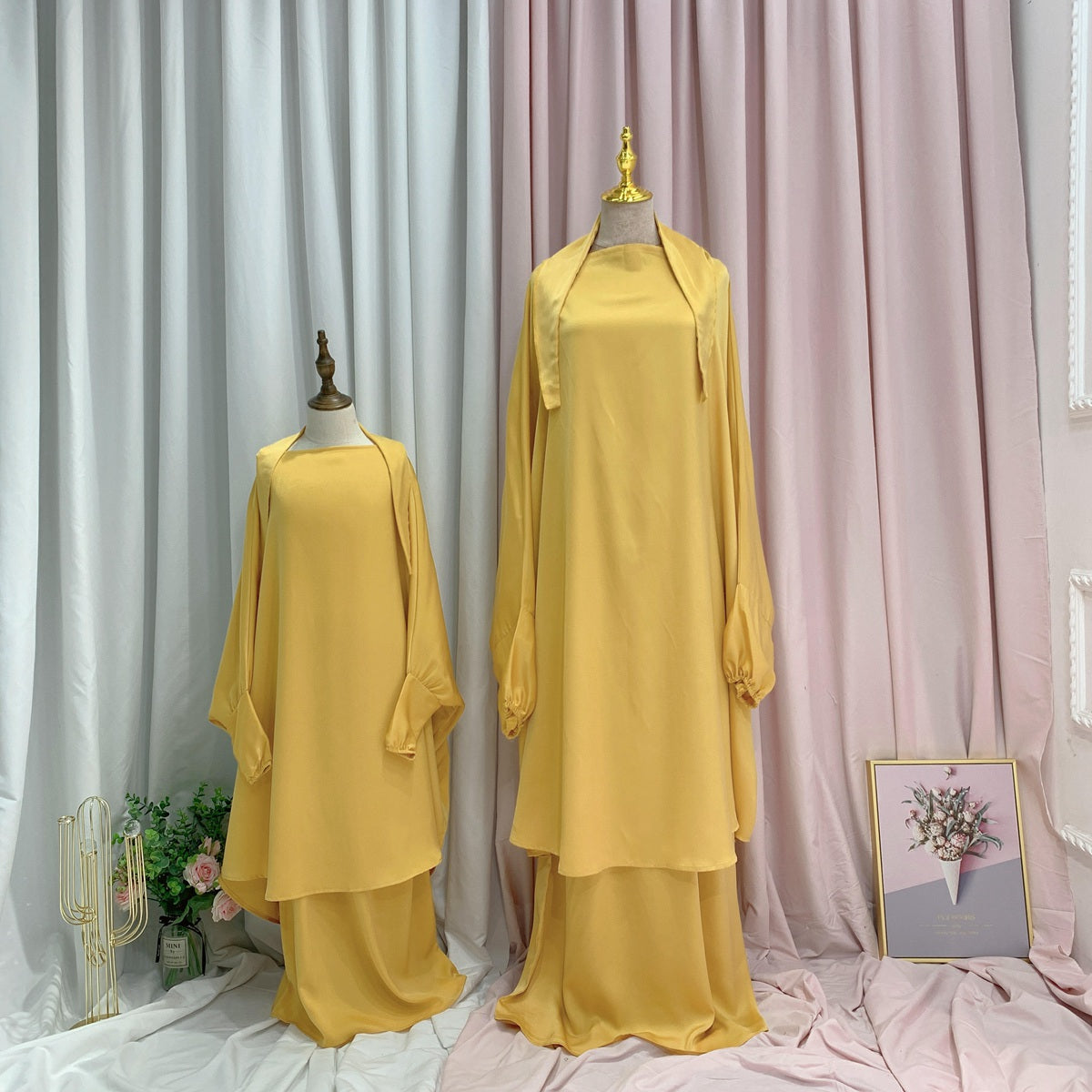 Muslim Women Prayer Dress Jilbab Robe Mother And Daughter Girl Matching Outfits
