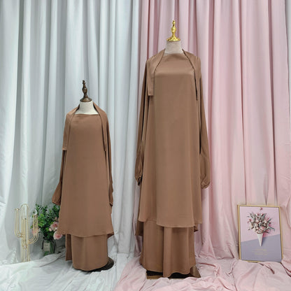 Muslim Women Prayer Dress Jilbab Robe Mother And Daughter Girl Matching Outfits