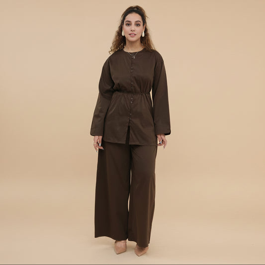 Daily Wear Muslim Women 2 Pieces Set Tops And Pants Suit Set #251312