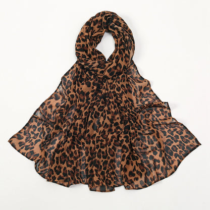Muslim Women Leopard Printed Chiffon Hijab Scarf #26YW338