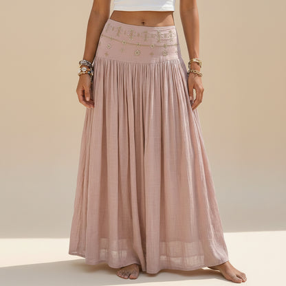 Hotfix Rhinestones Plain Maxi Skirt #262616