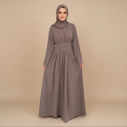 Muslim Women Wrinkle Waist Abaya Dress #261365