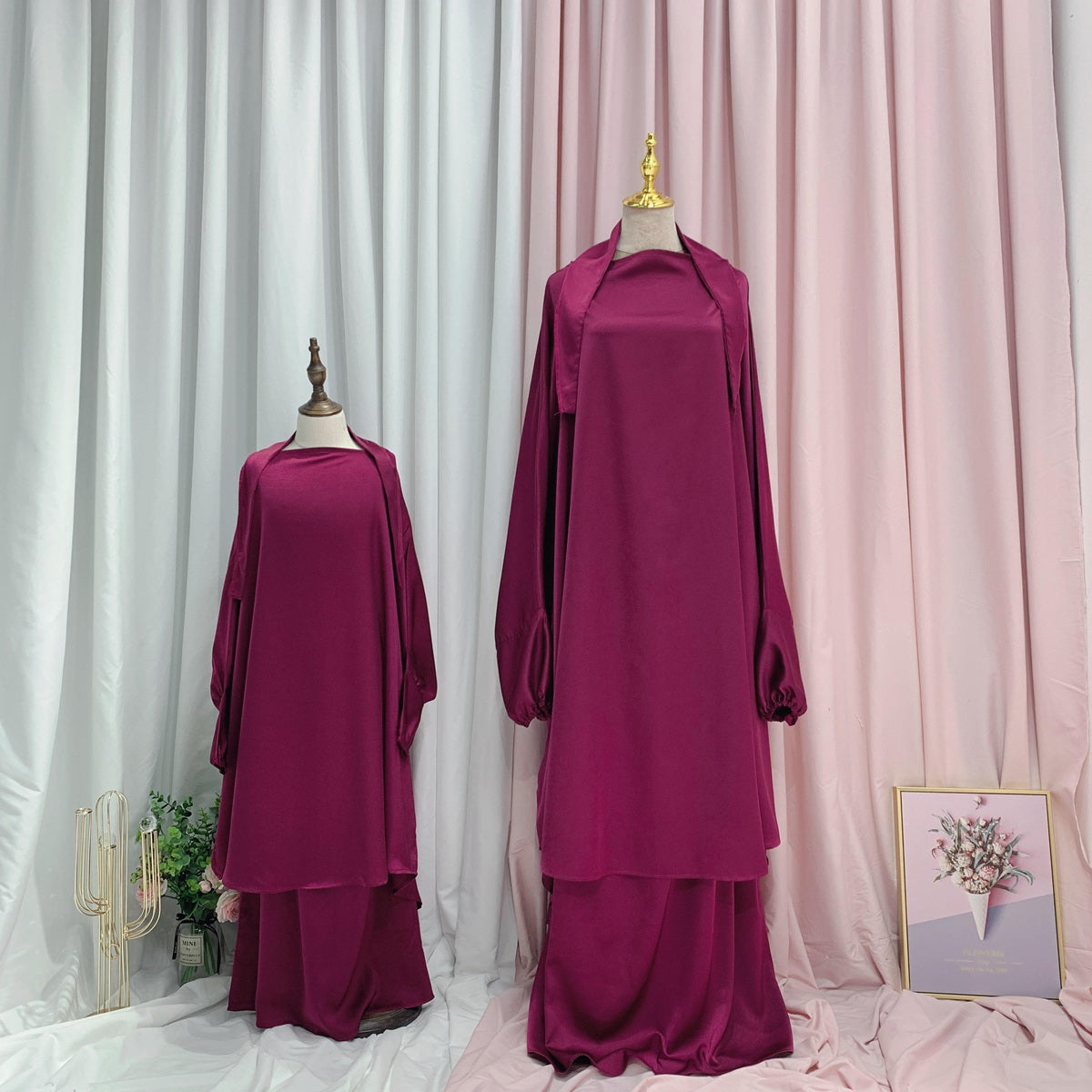 Muslim Women Prayer Dress Jilbab Robe Mother And Daughter Girl Matching Outfits