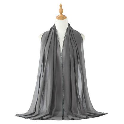 Muslim Women Heart Trim Chiffon Hijab Scarf #26VE204