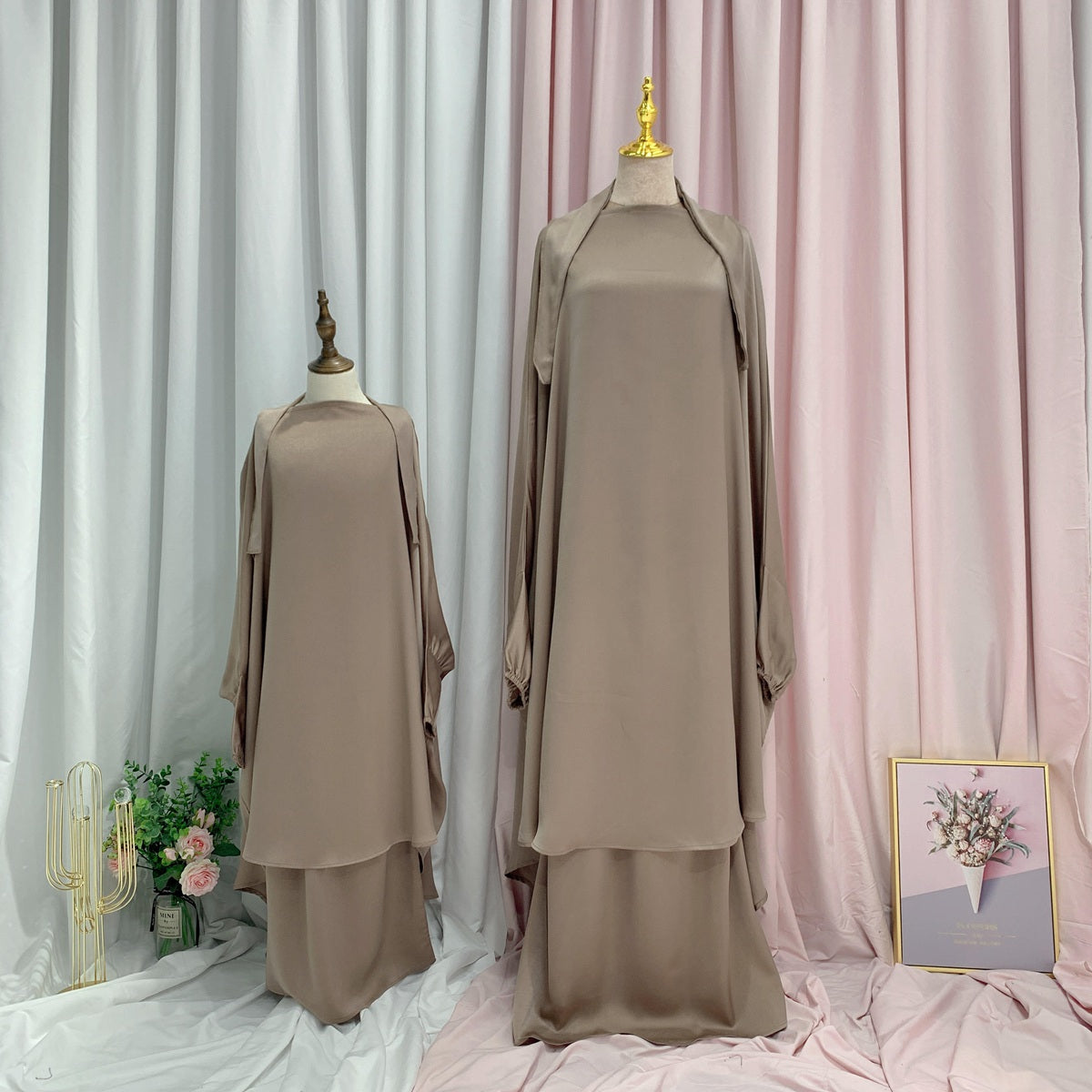 Muslim Women Prayer Dress Jilbab Robe Mother And Daughter Girl Matching Outfits
