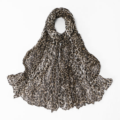 Muslim Women Pleated Design Printed Hijab Scarf #26VE201