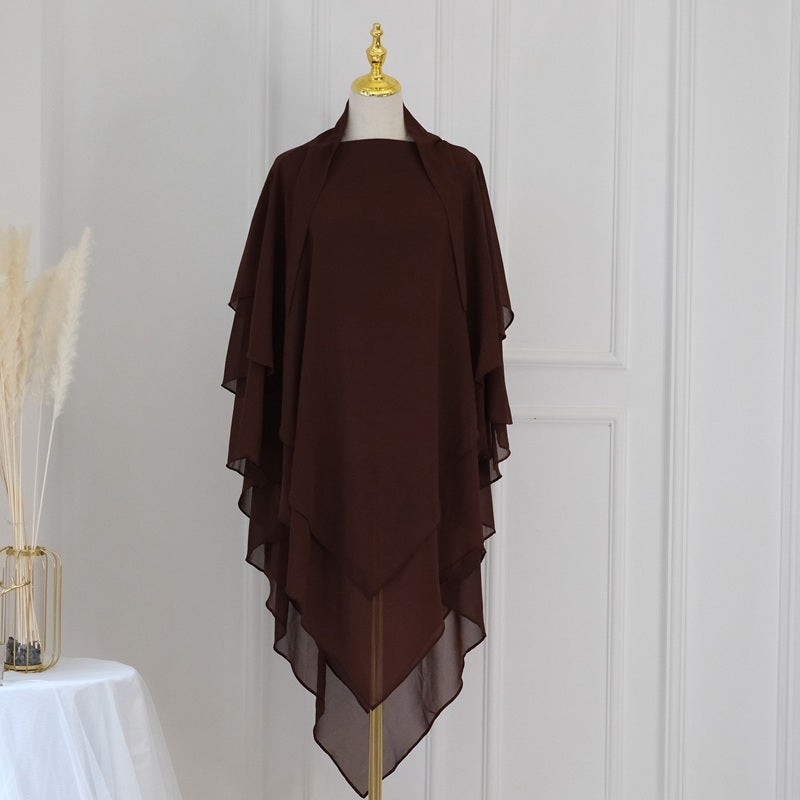 3 Layer Chiffon 11 Color Options Long Khimar For Muslim Women Nikah And Prayer