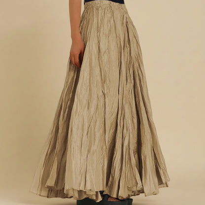 Modest Pleated Plain Solid Color Long Skirt #2603001