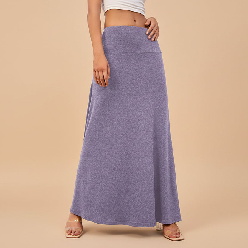 Plain Solid Color Knitted Modest Skirt #2606351