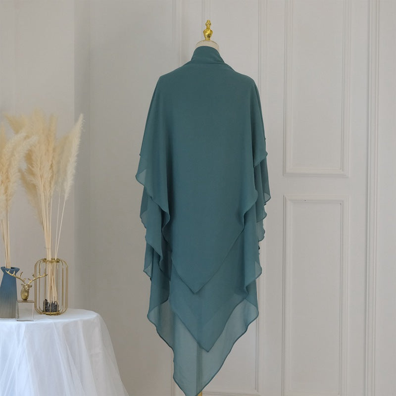 3 Layer Chiffon 11 Color Options Long Khimar For Muslim Women Nikah And Prayer