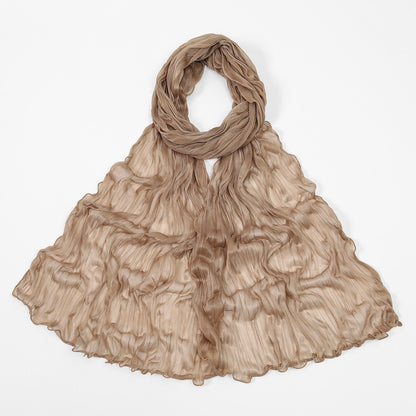Muslim Women Shiny Pleated Hijab Scarf #26YW555