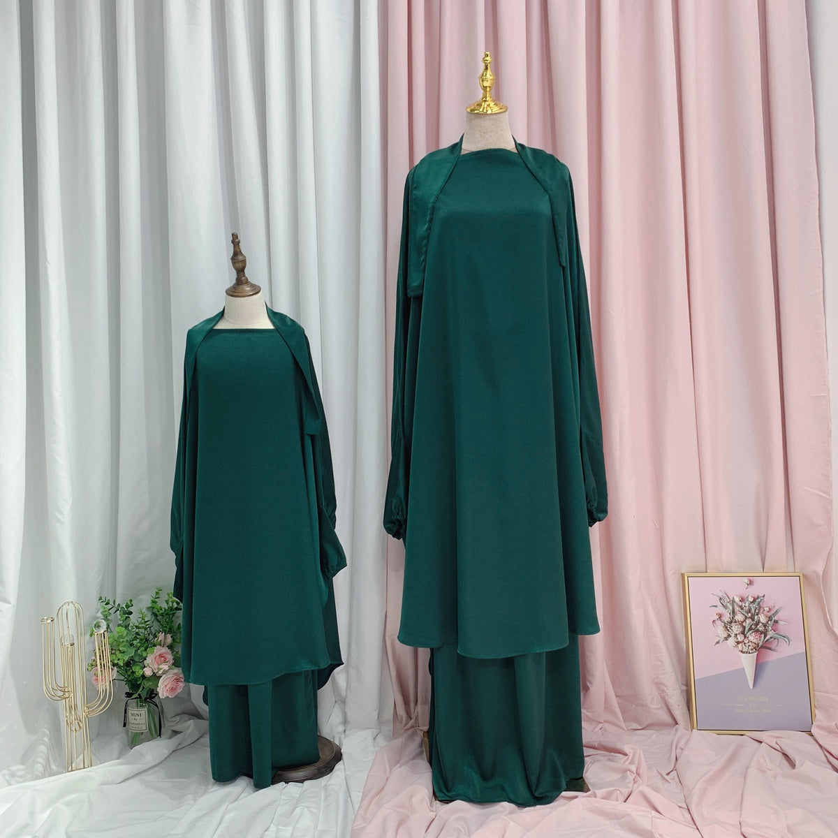 Muslim Women Prayer Dress Jilbab Robe Mother And Daughter Girl Matching Outfits